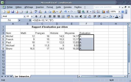 formule conditionnelle condition sur Excel