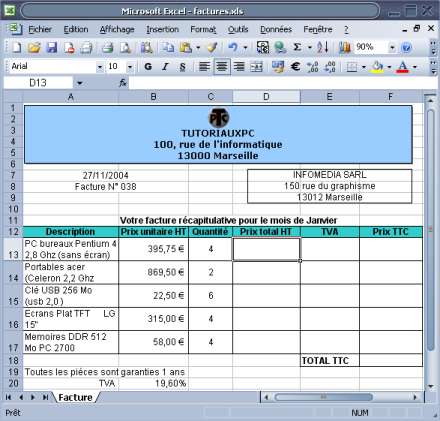 calcul prix vente HT