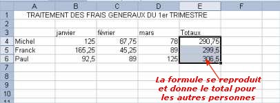 répéter des formules sous Excel