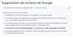 Demande de suppression de contenu de Google