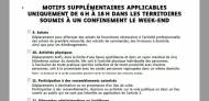 Attestation de couvre-feu et de confinement du week-end