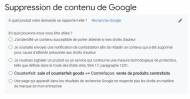 Demande de suppression de contenu de Google
