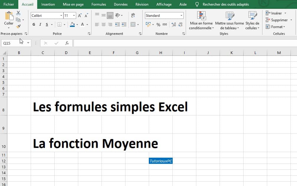 Tableur Excel - Calculer une moyenne dans une feuille de calcul