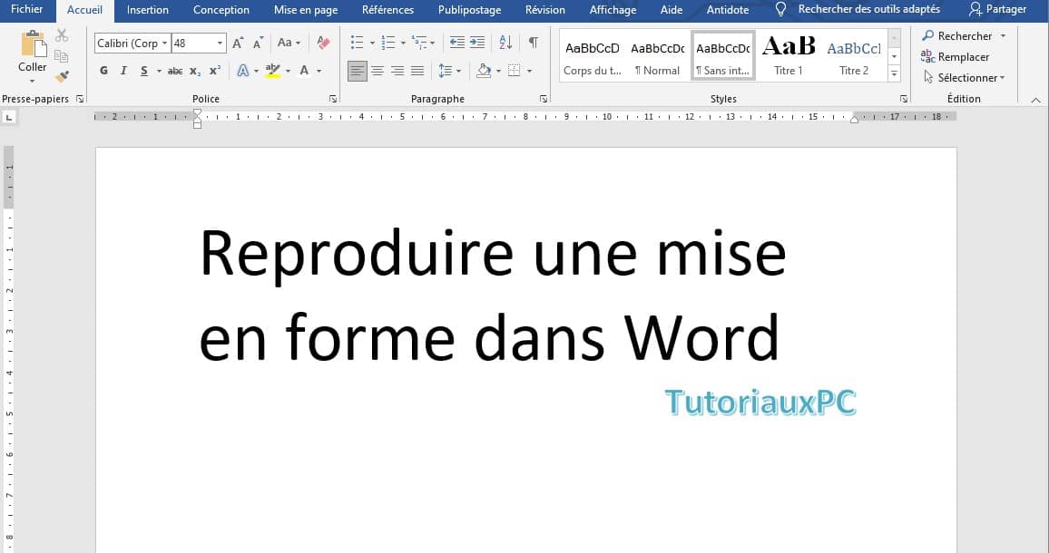 L’outil Reproduire la mise en forme de Word